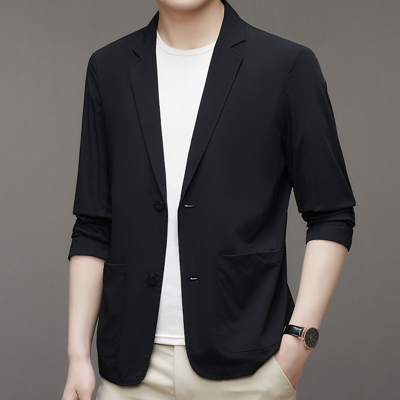 NOREVAN CP065 lightweight blazer pocket and fabric detail